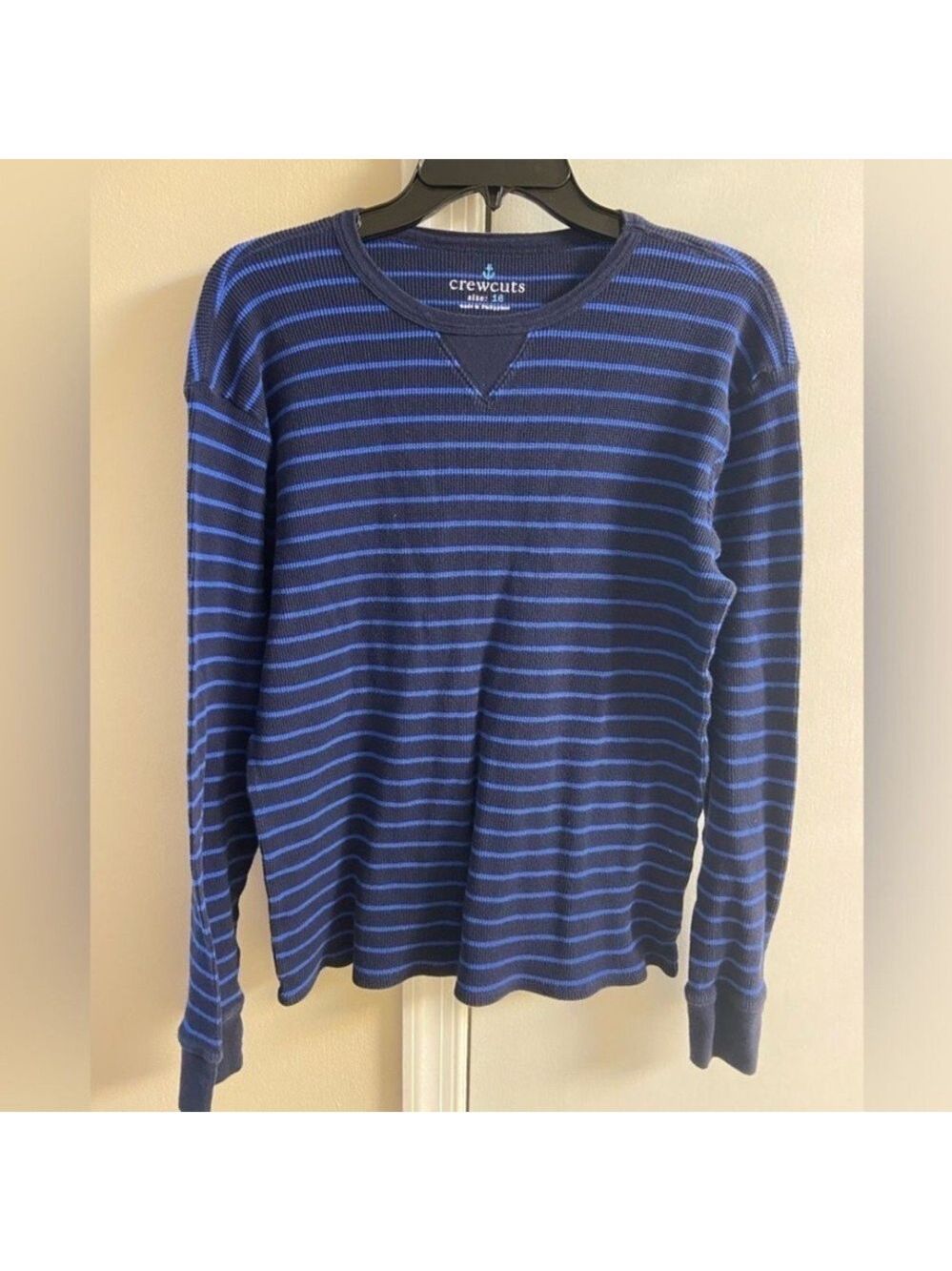 Crewcuts Blue Striped thermal top boys cotton Sz 16